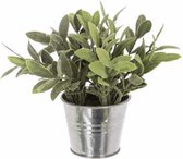 Kunstplant basilicum in zinken pot- Nep plant basilicum