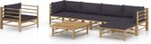 Decoways - 7-delige Loungeset met donkergrijze kussens bamboe