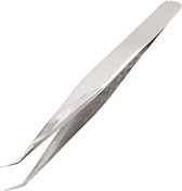 MEDLUXY Pro - Wimperpincet - 12 cm - Gehoekt (Eyelash Tweezer - RVS Pincet voor Wimperextions - Nepwimpers)