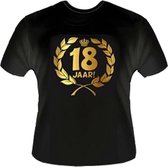 Funny zwart shirt. Gouden Krans T-Shirt - 18 jaar - Maat S