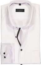 ETERNA comfort fit overhemd - niet doorschijnend twill heren overhemd - wit (zwart contrast) - Strijkvrij - Boordmaat: 41