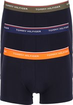 Tommy Hilfiger trunks (3-pack) heren boxers normale lengte - blauw met gekleurde tailleband -  Maat: XXL