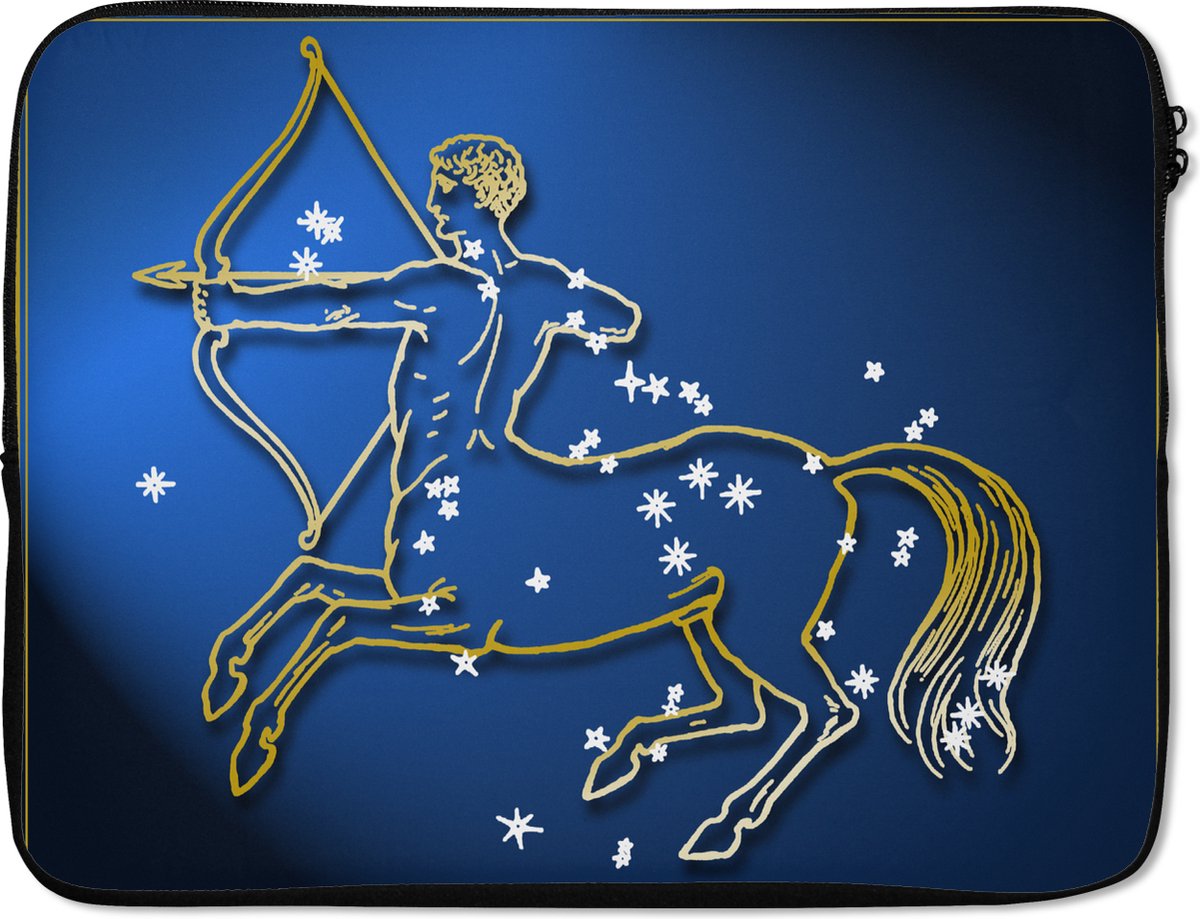 Laptophoes 15.6 inch - Sterrenbeeld - Boogschutter - Sterren - Laptop sleeve - Binnenmaat 37x26 cm - Zwarte achterkant