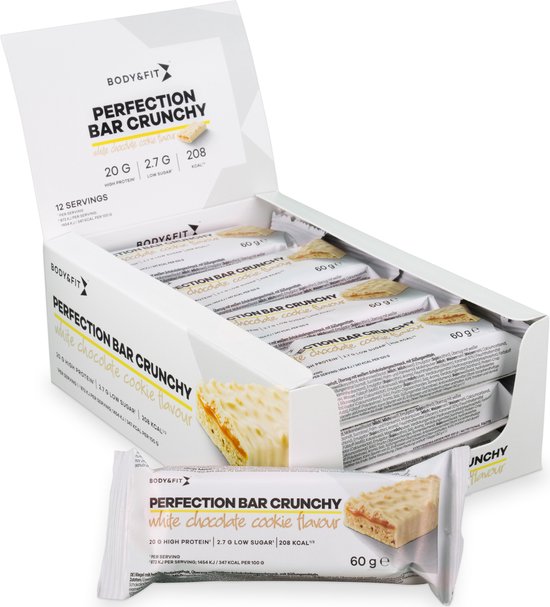 Body & Fit Perfection Bars Crunchy - Proteïne Repen - Witte Chocolade Cookie - 12 eiwitrepen