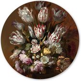 Wandcirkel Stilleven met Bloemen | Hans Bollongier - 140 cm - Forex - Schilderij Oude Meesters & Bloemen