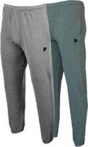 2-Pack Donnay Joggingbroek met boord - Sportbroek - Heren - Maat L - Silver-marl/Deep army green