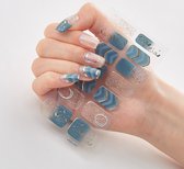 Luxe Nagelstickers - Nepnagels - Plaknagels zelfklevende - Nagelstickers - Kunstnagels - 14 stuks - Bluegold