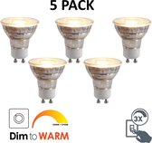 5 PACK - GU10 LED Spot COB, 3 Watt, Dim To Warm - 3 Steps Dimming (100% / 60%  / 25% ),  230 Lumen