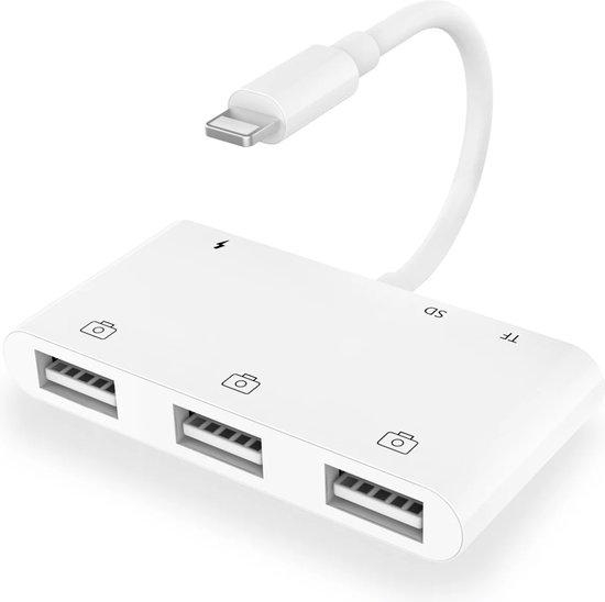 6 in 1 USB-camera naar iPhone / iPad-adapter met SD- en TF-kaartlezer - 8  Pins Lightning | bol.com