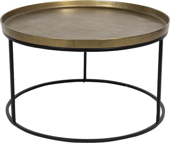 Bijzettafel Ø 70*41 cm Bruin Aluminium Rond Side table Tafeltje