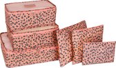 Packing Cubes Set 6-delig - Travel bag - Kleding organiser set - Opbergzakken - Inpak kubussen - Backpack cubes - Reizen - Pattern - Pink tijger print - Roze