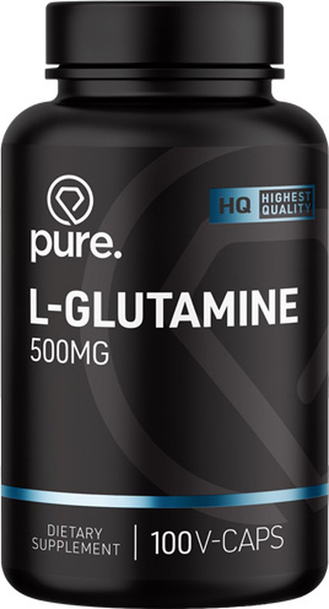 Goedkoopste Pure. L-Glutamine - 100 v-caps - 500mg - aminozuren - glutamine - herstel spieren