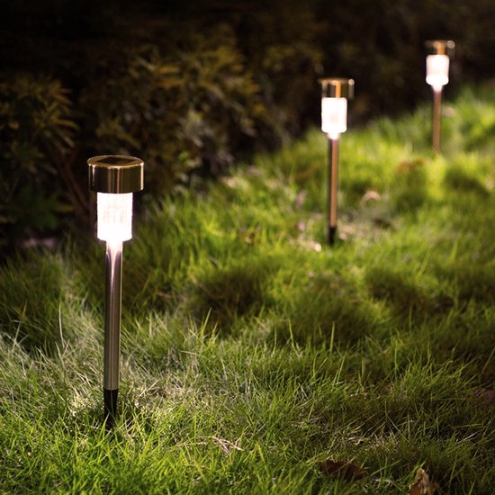 Lampes de jardin solaires à LED de 10 pièces - Aluminium - Éclairage  d'allée de... | bol.com