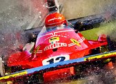Niki Lauda Schilderij -Ferrari 312T- Canvas 80x60 cm - Incl. ophangset