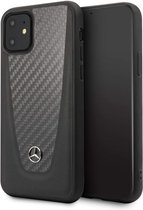Mercedes-Benz Leather en Carbon-Look Back Case - Apple iPhone 11 (6.1") - Zwart
