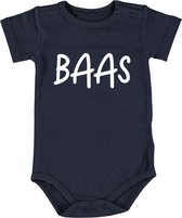 BAAS | Jongen Baby Romper 50/56 | Blauw | Baas in huis | Eindbaas | Stoer