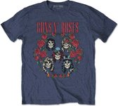 Guns N' Roses Heren Tshirt -XL- Skulls Wreath Blauw