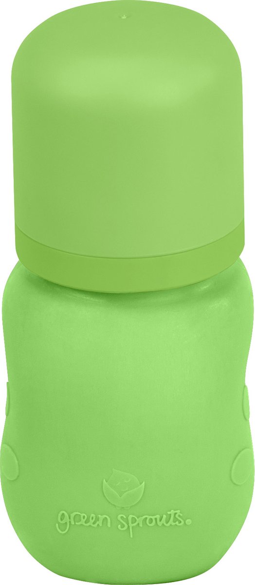 Green Sprouts - Baby Bottle made from Glass with Silicone Cover - Glazen Babyfles (147ml) - Groen van green sprouts — afbeelding 3