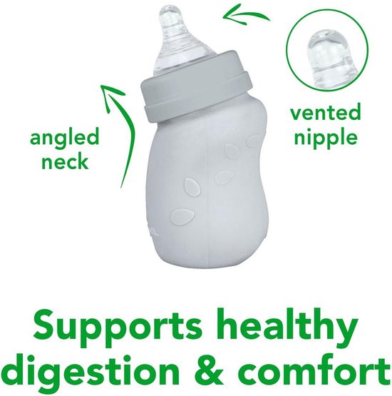 Green Sprouts - Baby Bottle made from Glass with Silicone Cover - Glazen Babyfles (147ml) - Groen van green sprouts — afbeelding 5