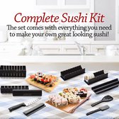 LuxuryLiving - Sushimaker - Vormen - Sushi Set - Sushi vorm - Sushi making set - Sushi mal - Sushi roller - Zwart - 11-delig