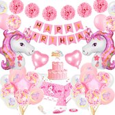 Eenhoorn Themafeest - Unicorn - 47delig - Ballonnenboog - Kinderfeest - Dieren - Verjaardagsfeest - Versiering - Helium Ballonnen - Slingers
