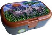 Dinosaurus Lunchbox/broodtrommel - Velociraptors - bruin/grijs