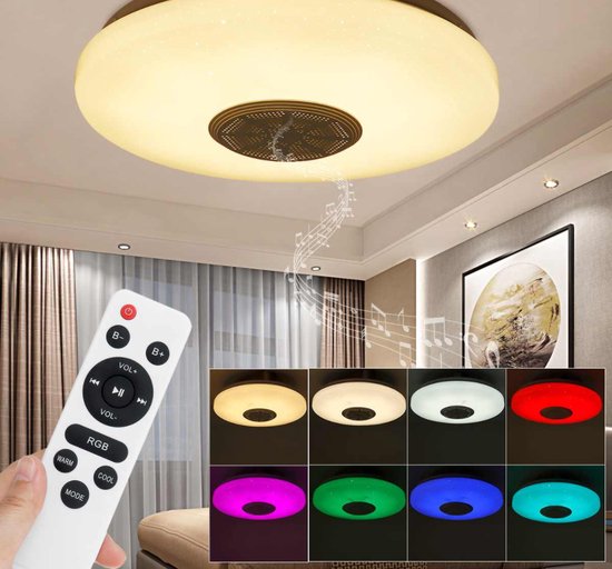 LED Smart plafondlamp met bluetooth speaker- Plafonniere- App functie- RGB  Kleuren-... | bol.com