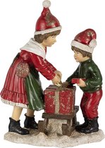 Kerstdecoratie Beeld Kinderen 15*10*20 cm Rood, Groen Kunststof Decoratief Figuur Decoratieve Accessoires Kerstdecoratie voor Binnen