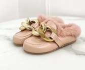 Loafer met faux fur en chain | roze | maat 37