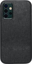 ADEL Siliconen Back Cover Softcase Hoesje Geschikt voor Samsung Galaxy A32 (5G) - Stoffen Textiel Zwart