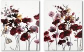 2  canvas prints chili poppies rode klaprozen H28cm