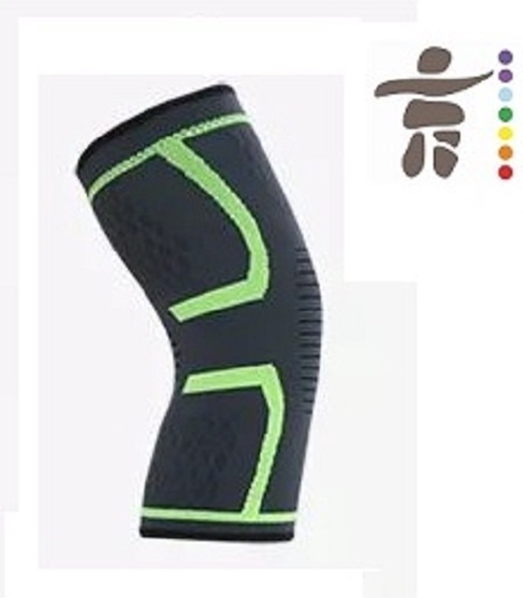Elastische Knieband Kniebrace - Zwart met groene Rand - Maat XL - verkrijgbaar in S/M/L/XL check de maattabel - Strak en Comfortabele steun - Knie compressie - Steun kniebanden - kniebescherming - Elastisch kous voor om je knie