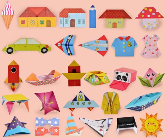 attent schipper klif Vouwblaadjes - Origami - Zelf vormen maken van papier - Voertuigen,  Huisjes, Kleding -... | bol.com