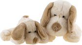 Pluchen hondjes - set van 2 stuks - 30cm en 43 cm - kleur beige - Vaco - Superzacht en hoge kwaliteit.
