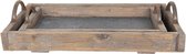 Decoratief Dienblad Set van 2 66*37*15 cm / 55*28*12 cm Grijs Hout, Metaal Rechthoek Serveerschaal Dienbladen