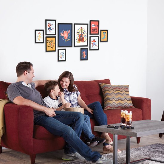 Photo Wall Collage 10 Cadres photo - Différentes Tailles - MDF - Zwart