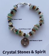 Armband mineraalsteen "Voorspoed & Geluk" met Yin Yang zilverkleurig