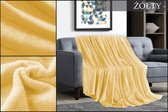 Fleece deken - 200 x 220 - XXL model - Deken - Perfect voor thuis op de bank - Gele uitgaven - Extra zacht - Dubbellaags - LUXURIOUS LIVING - Dekentje - Fleece - 100% microvezel - NIEUWE UITG