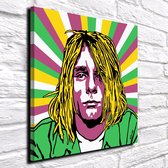 Pop Art Kurt Cobain Canvas - 100 x 100 cm - Canvasprint - Op dennenhouten kader - Geprint Schilderij - Popart Wanddecoratie