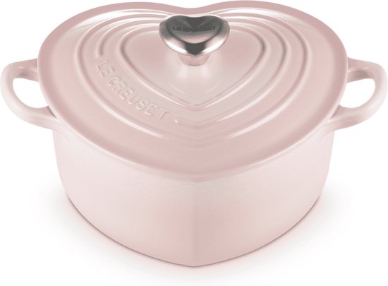 Le Creuset - Braadpan - Hart - in Geëmailleerd Gietijzer - met RVS Hartjesknop