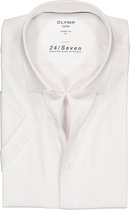 OLYMP Luxor 24/Seven modern fit overhemd - korte mouw - wit tricot - Strijkvriendelijk - Boordmaat: 41