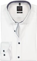 OLYMP Level 5 body fit overhemd - wit poplin (contrast) - Strijkvriendelijk - Boordmaat: 41