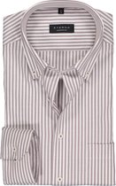 ETERNA comfort fit overhemd - poplin heren overhemd - bruin met wit gestreept - Strijkvrij - Boordmaat: 42