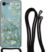 Telefoonkoord - Telefoonketting - Hoesje met koord Geschikt voor iPhone 8 - Amandelbloesem - Van Gogh - Kunst - Siliconen - Crossbody - Telefoonhoesje met koord