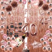 40 jaar verjaardag versiering - 40 Jaar Feest Verjaardag Versiering Set 87-delig  - Happy Birthday Slingers, Ballonnen, Foto props & Caketoppers - Decoratie Man Vrouw - Rose goud&W