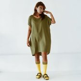 Jurk - gerecyclede katoen/linnen blend - army - M