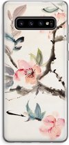 Case Company® - Galaxy S10 Plus hoesje - Japanse bloemen - Soft Case / Cover - Bescherming aan alle Kanten - Zijkanten Transparant - Bescherming Over de Schermrand - Back Cover