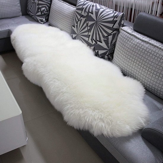 L ecologische lamsvacht schapenvacht tapijt bedmat sofa mat echte natuurlijke vacht longhair wit 180-210cm
