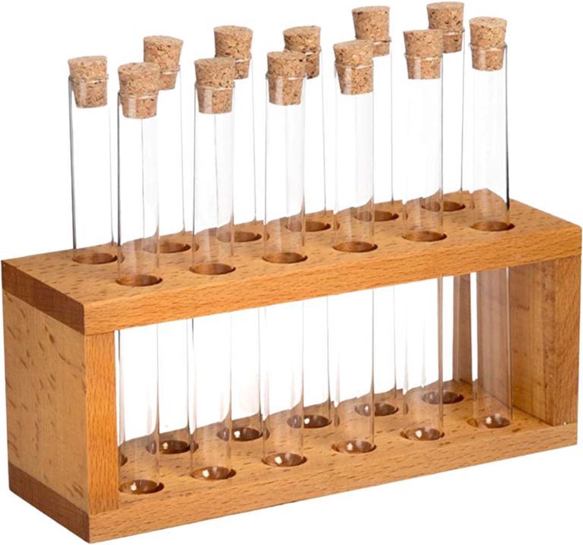 Joy Kitchen houten shotglaasjes tray met glazen reageerbuizen | Whiskey proeverij | Glazen shotglazen | Glazen standaard | Drankspel | Borrelglaasjes | whiskey cadeauset