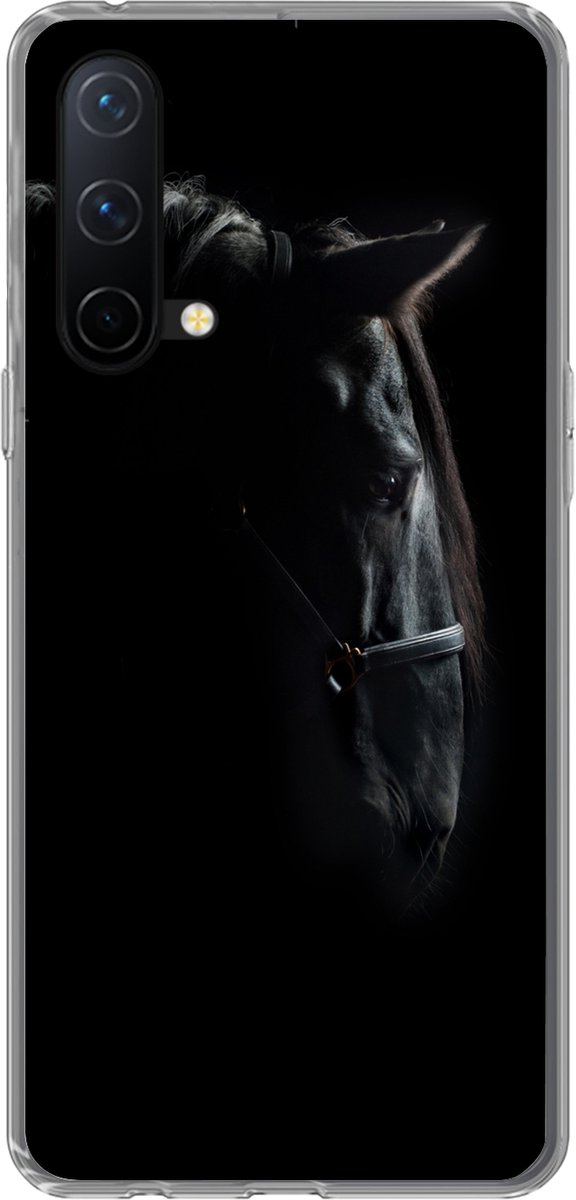 Geschikt voor OnePlus Nord CE 5G hoesje - Paard - Licht - Zwart - Siliconen Telefoonhoesje